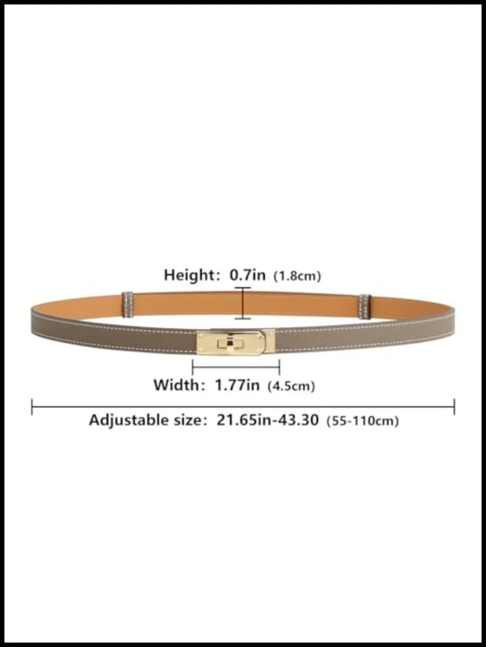Women's Adjustable Turn Lock Leather Belt - Italian Epsom Cowhide